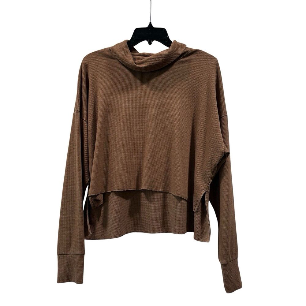 American Eagle Brown Waffle Knit Cropped Turtleneck Size S